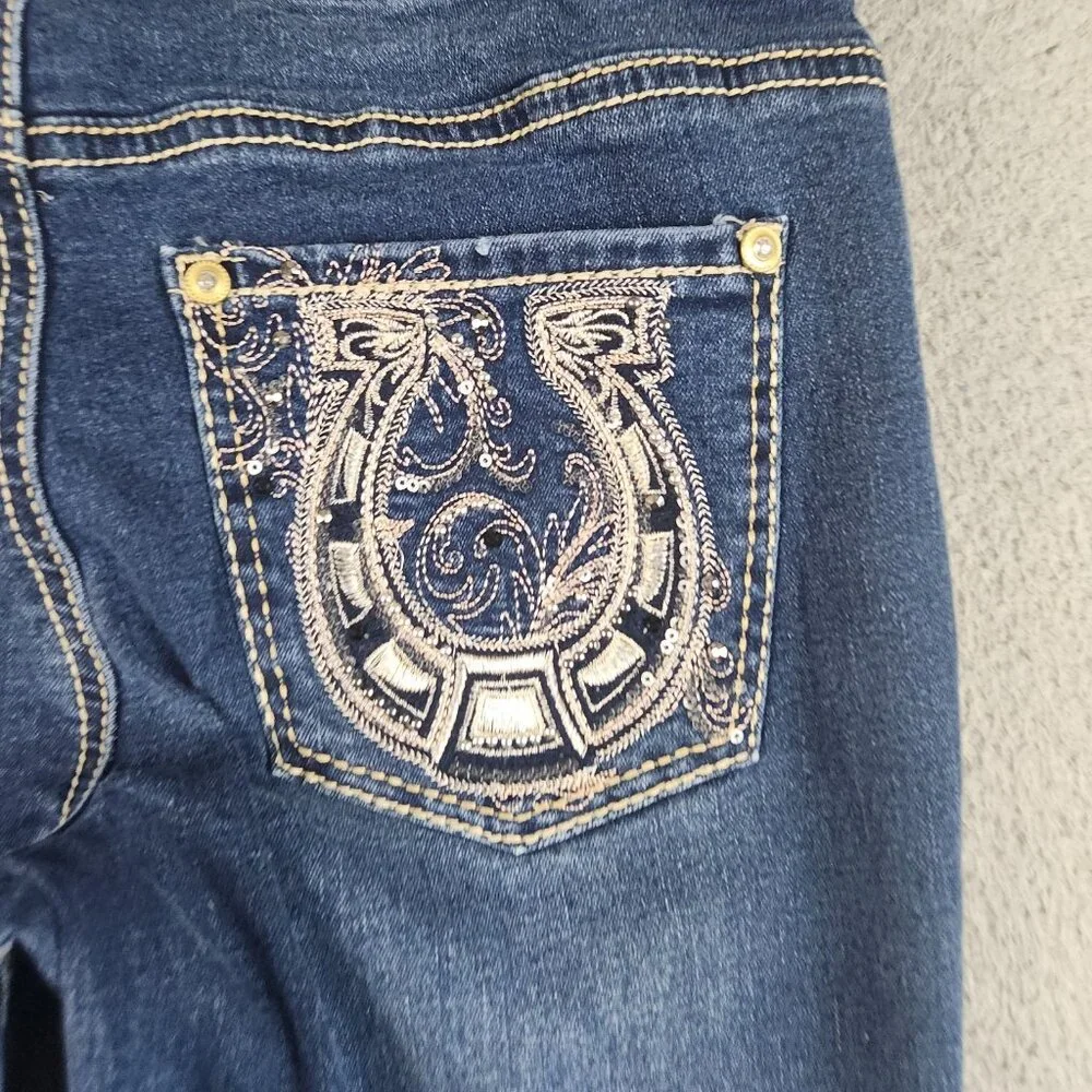Hydraulic Jeans Womens/Jrs 7 Slim Boot Horseshoe Pocket Mid Rise Stretch Western